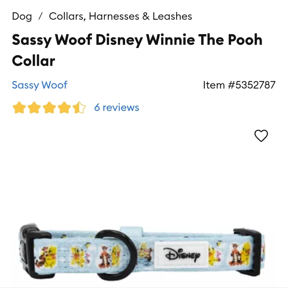 NWT Sassy Woof & Winnie The Pooh Designed Dog Collar;